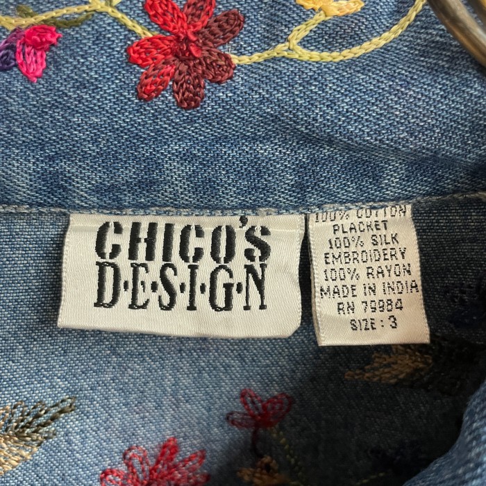 CHICO'S design 総刺繍 デニムジャケット | Vintage.City