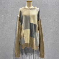 panel check design knit sweater | Vintage.City 빈티지숍, 빈티지 코디 정보
