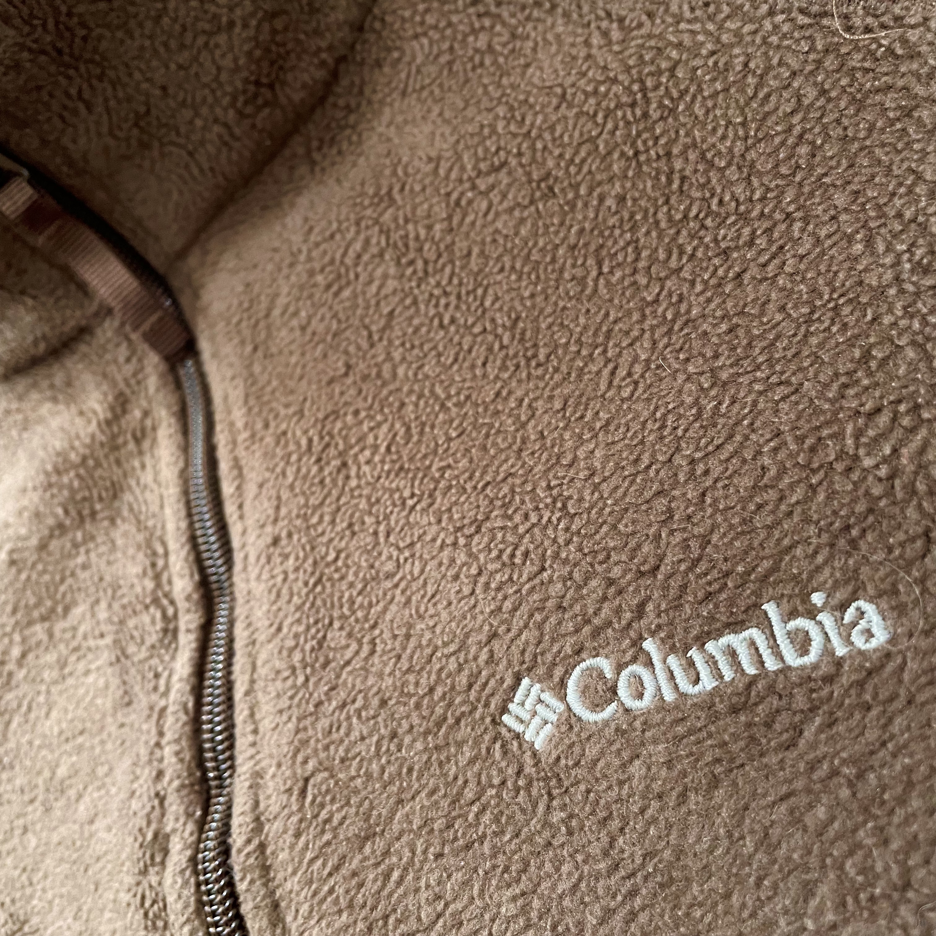 Columbia】フリースジャケット ブラウン 刺繍ロゴ ジップアップ 古着 