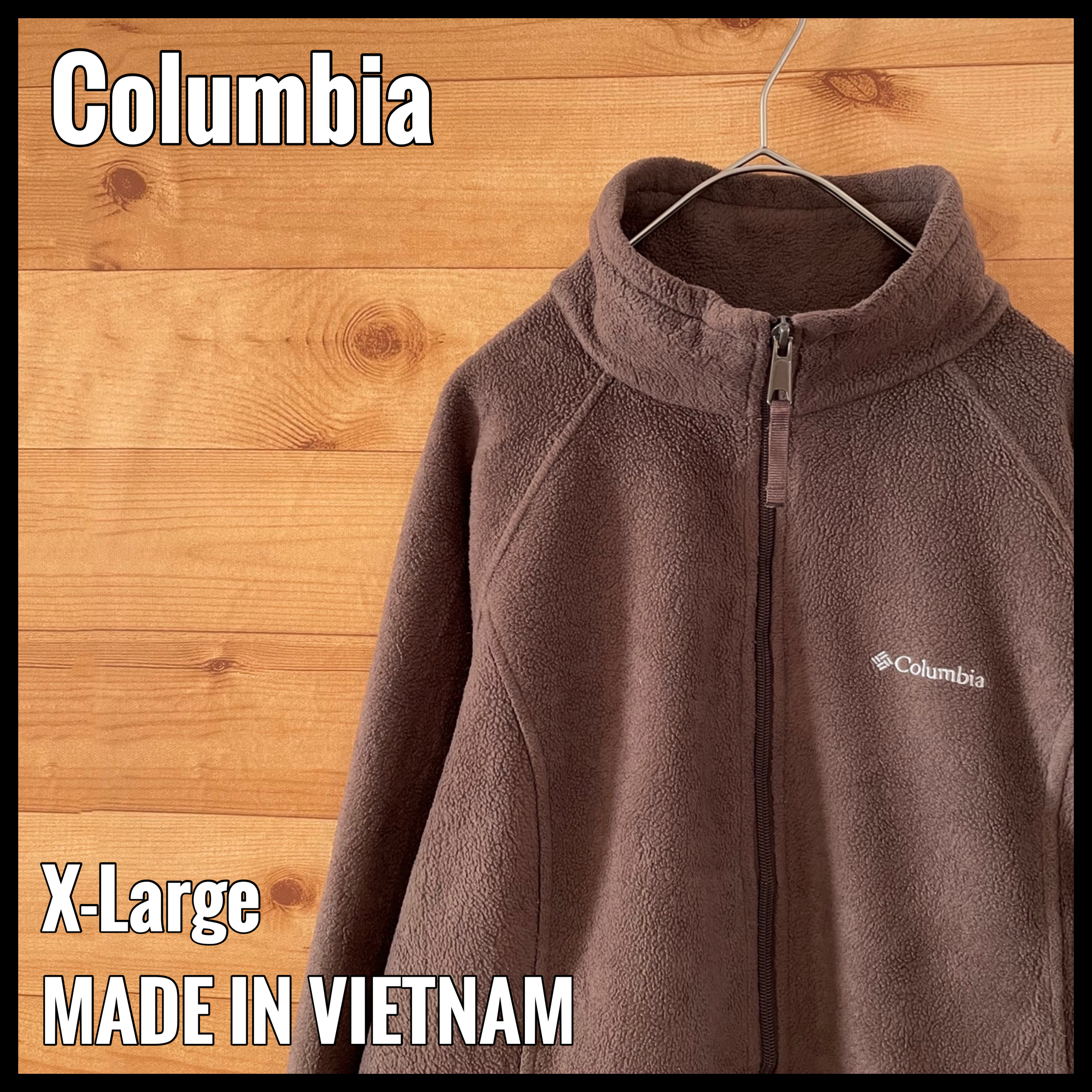 Columbia】フリースジャケット ブラウン 刺繍ロゴ ジップアップ 古着 