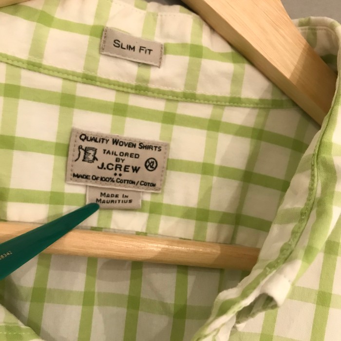 J.CREW ギンガムチェックシャツ ライムグリーン XLサイズ | Vintage.City 빈티지숍, 빈티지 코디 정보