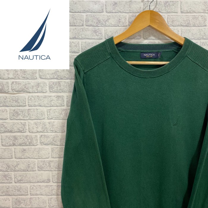 【SALE】Nautica 90's ニット　セーター　オーバサイズ　ワンポイントロゴ　緑 | Vintage.City 빈티지숍, 빈티지 코디 정보
