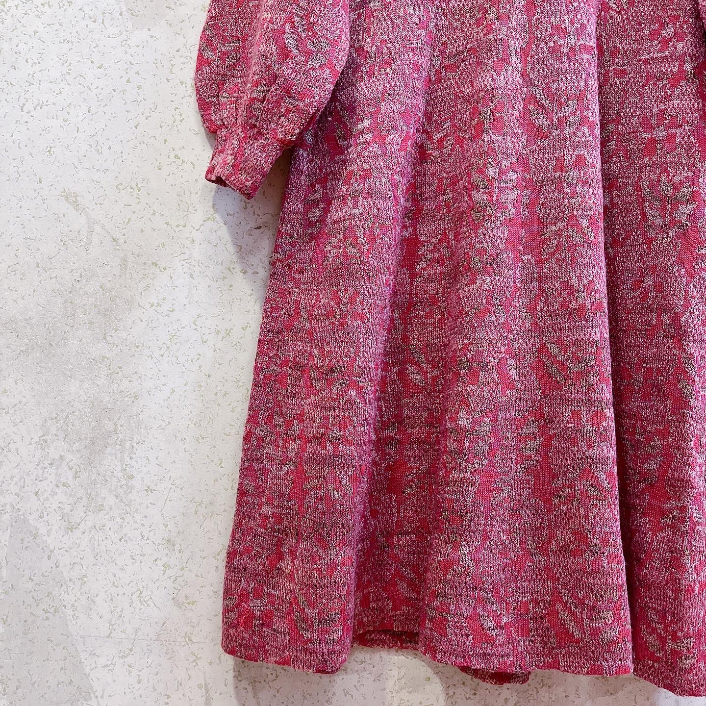 pink mix knit mini dress