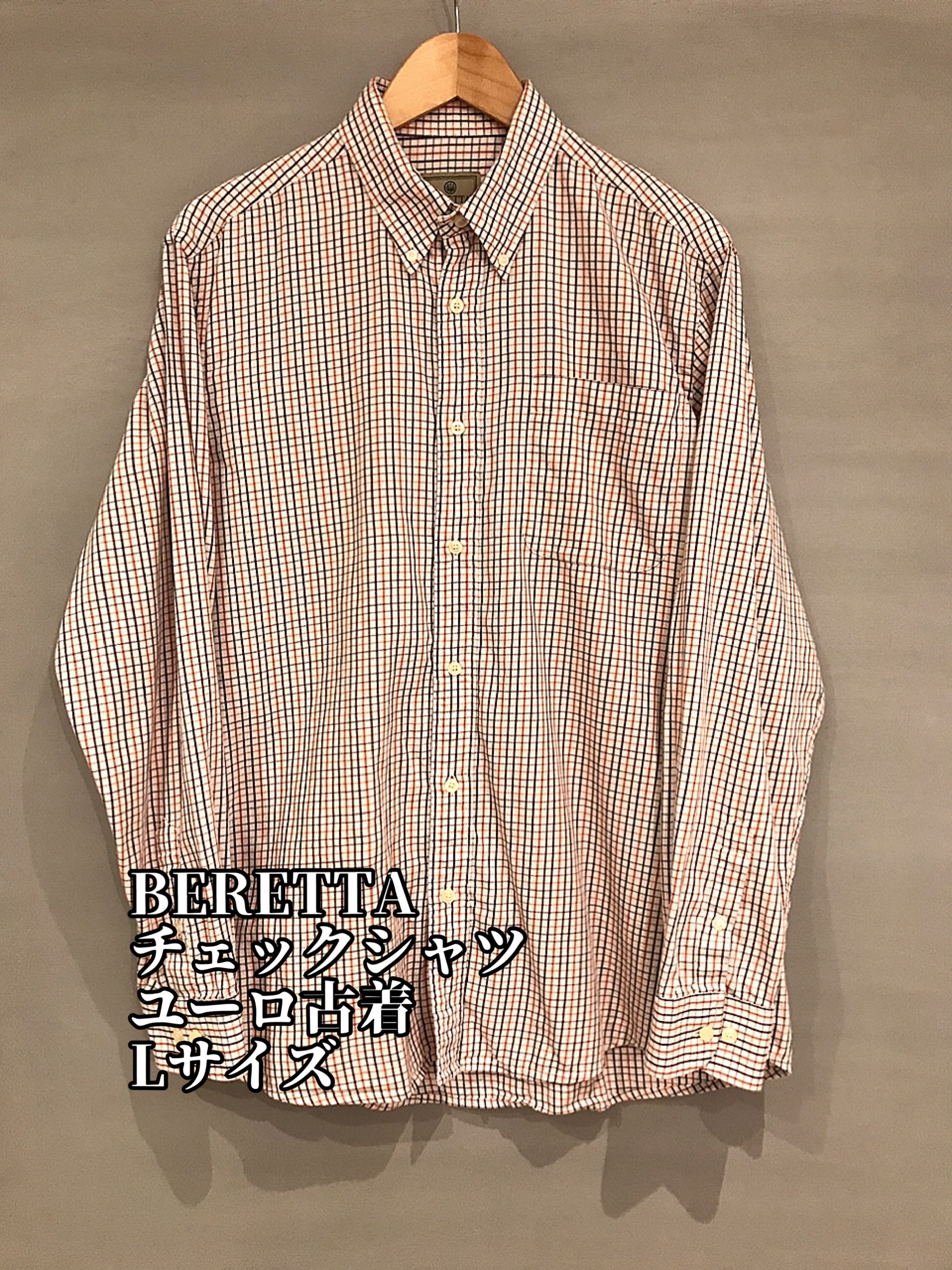 BERETTA ユーロ古着 チェックシャツ 青×茶×橙 サイズ US Mサイズ