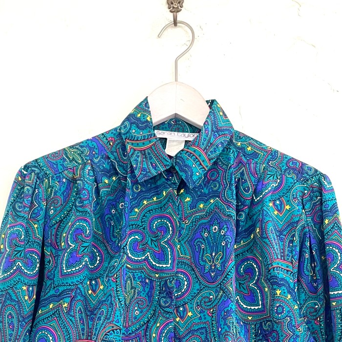 Green paisley jabot collar blouse | Vintage.City ヴィンテージ 古着