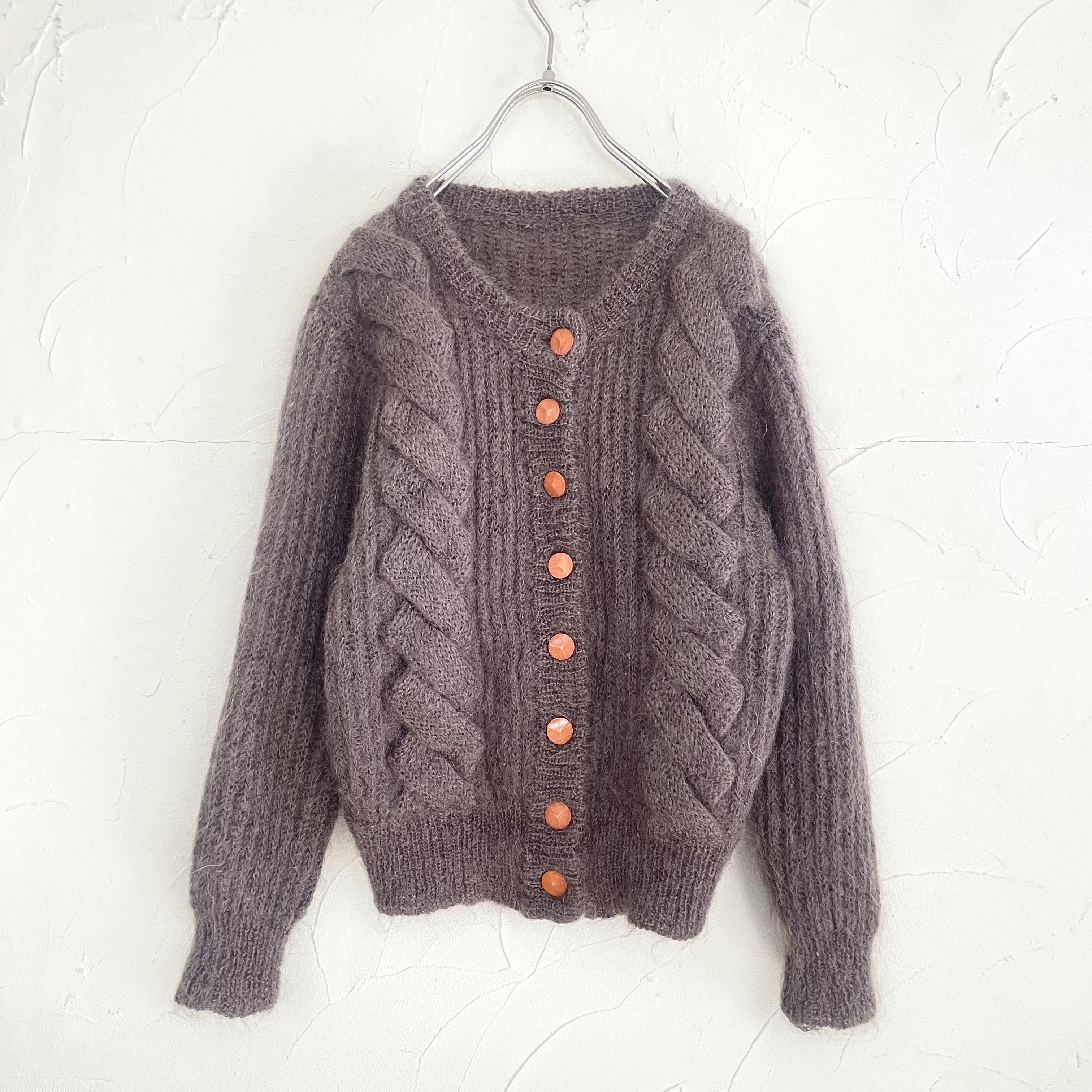 Brown cable knit cardigan