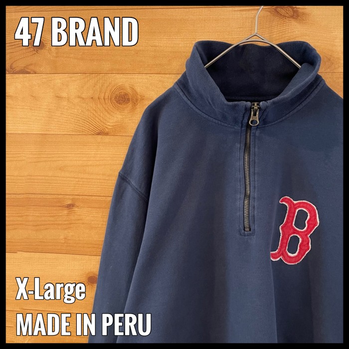 【47】MLB レッドソックス ハーフジップ スウェット 刺繍ロゴ XL 古着 | Vintage.City ヴィンテージ 古着