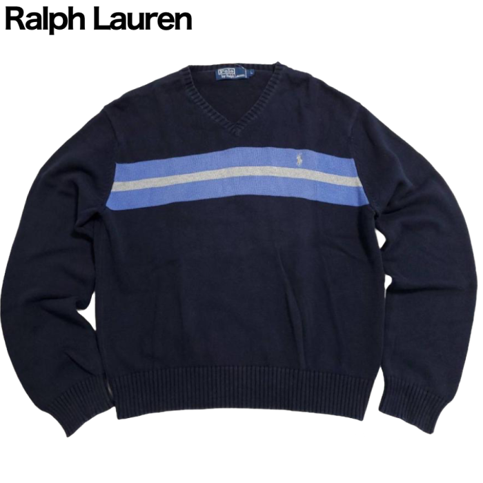 Polo by Ralph Lauren ニットセーターボーダー柄　ネイビー　 | Vintage.City ヴィンテージ 古着