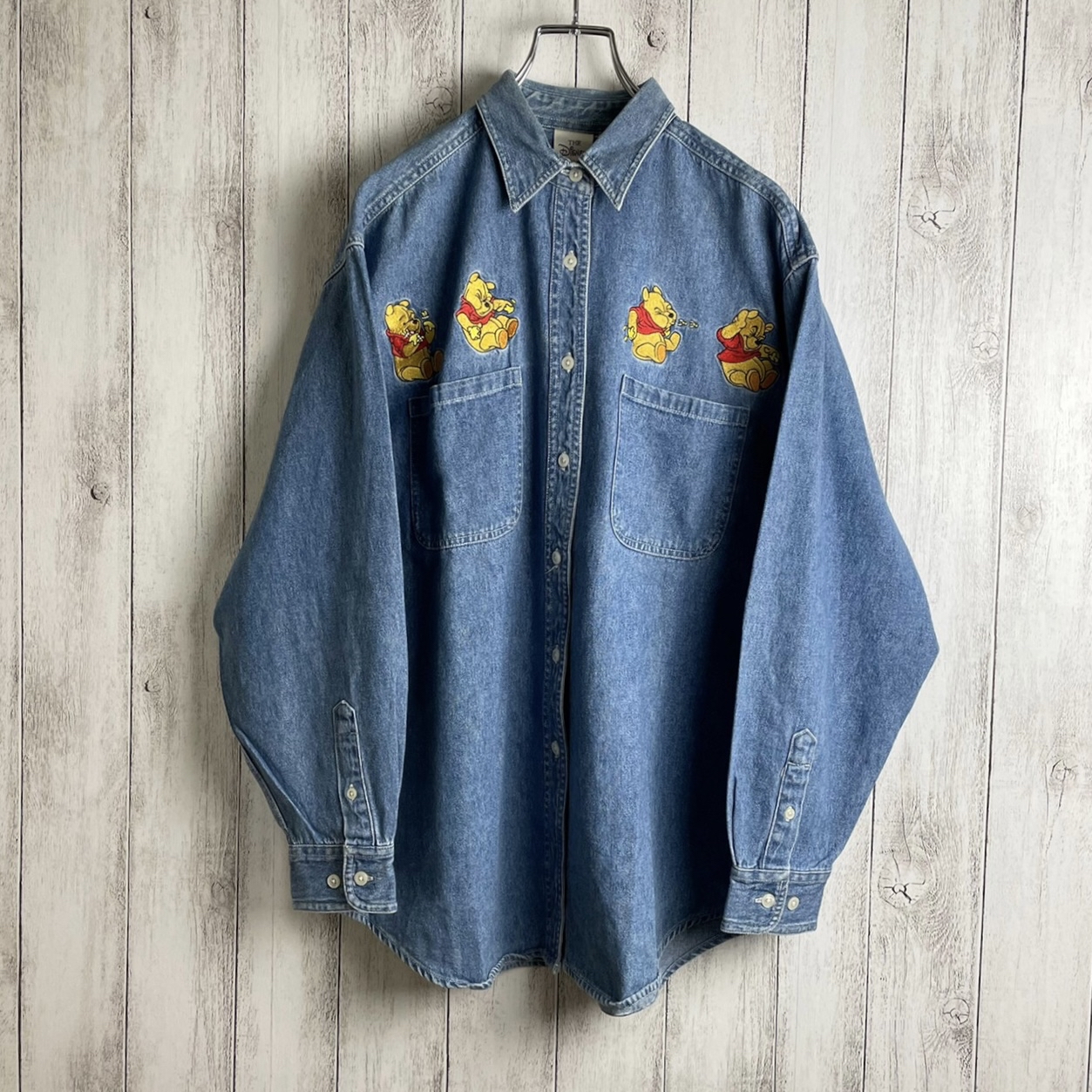 Disney 激レア 90s old Pooh 刺繍 ワイド デニムシャツ | Vintage.City