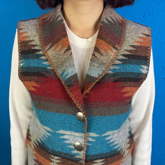 90s Native Pattern Wool Vest