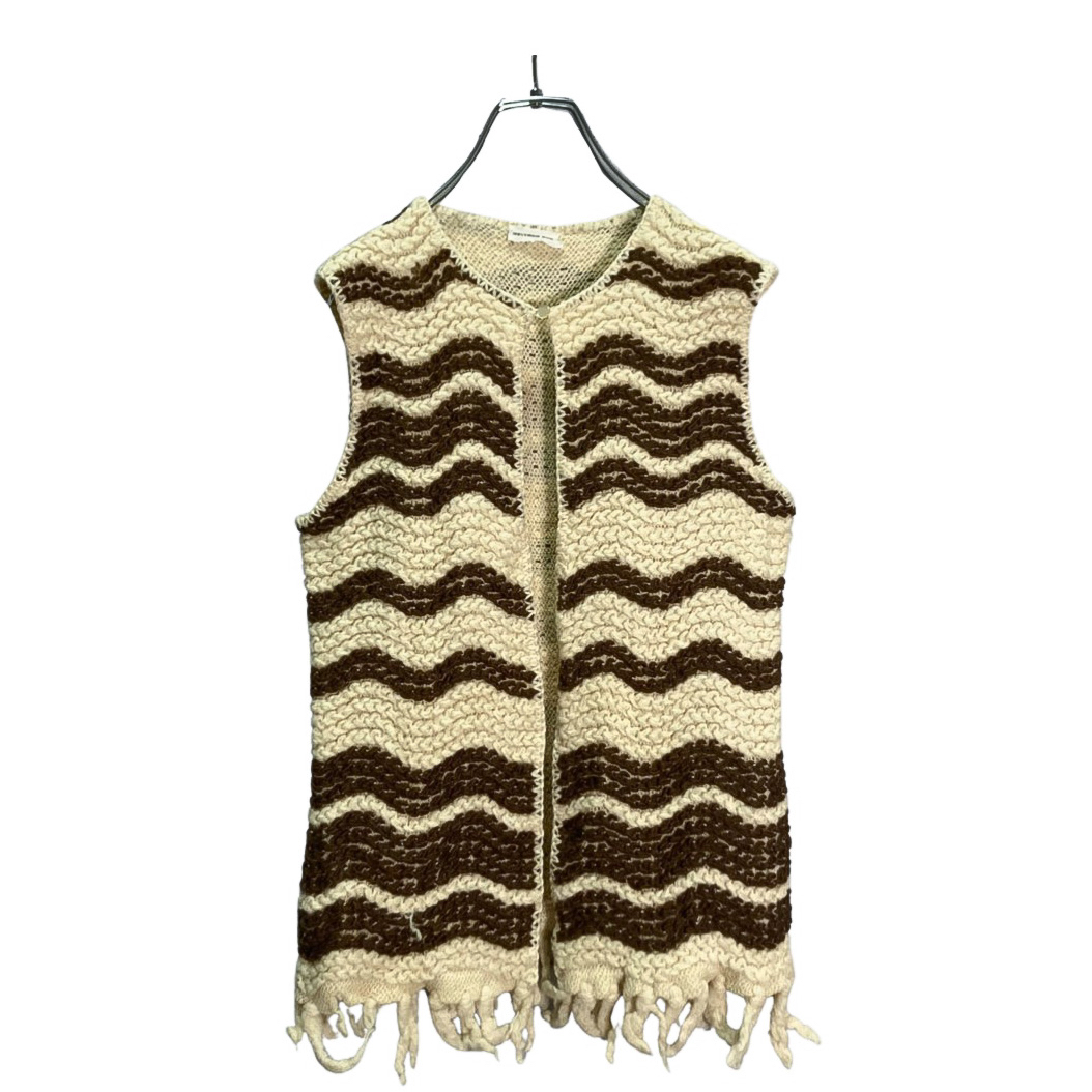 90s fringe design wool knit vest