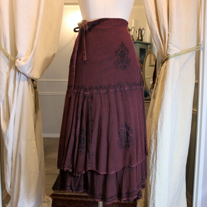 USA VINTAGE アメリカ古着刺繍デザインロング巻きスカート | Vintage.City ヴィンテージ 古着