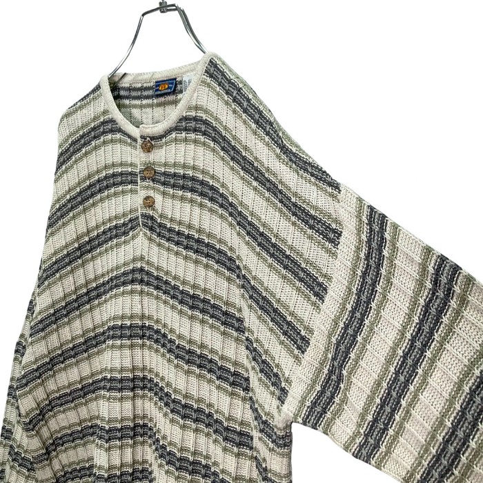 90s Henry-neck design cotton knit sweate | Vintage.City ヴィンテージ 古着
