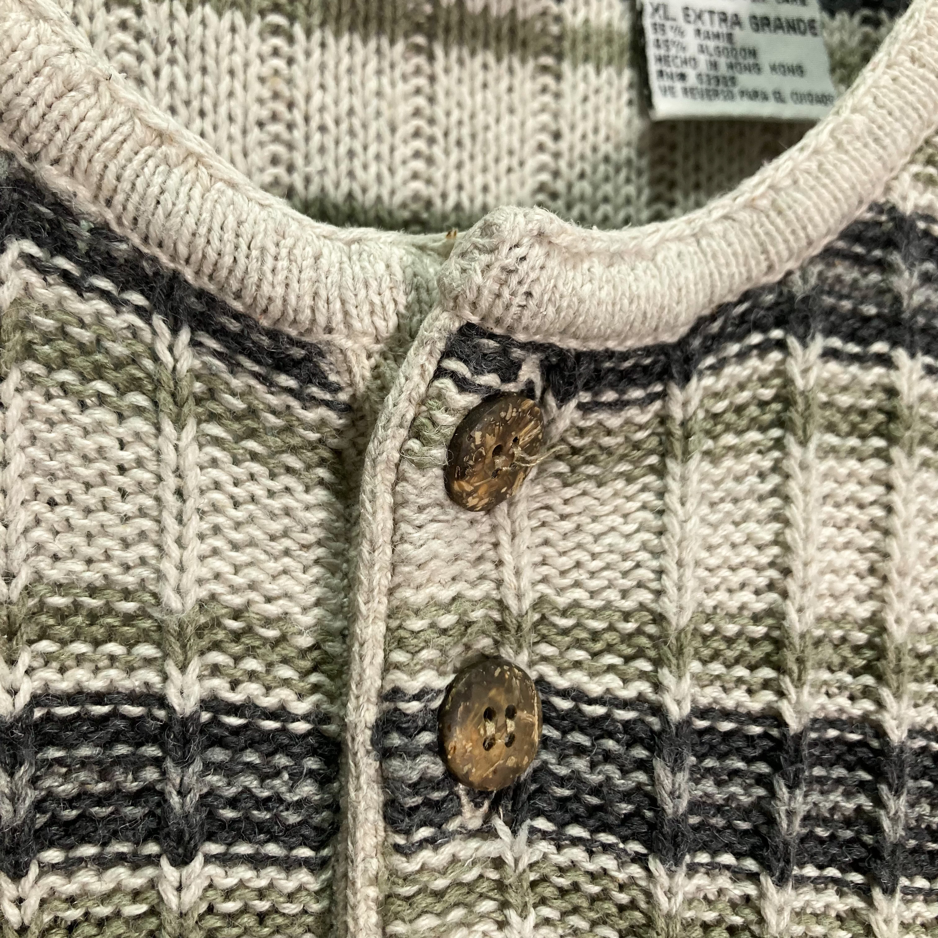 90s Henry-neck design cotton knit sweate