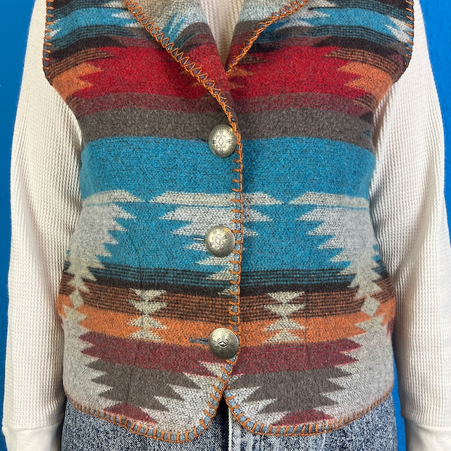 90s Native Pattern Wool Vest