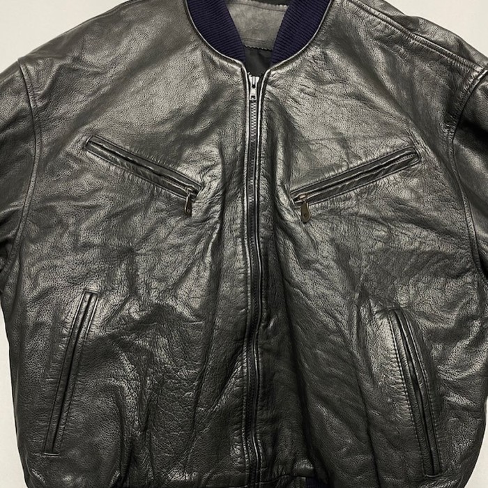 “OLD” MA-1 Type Leather Jacket | Vintage.City ヴィンテージ 古着