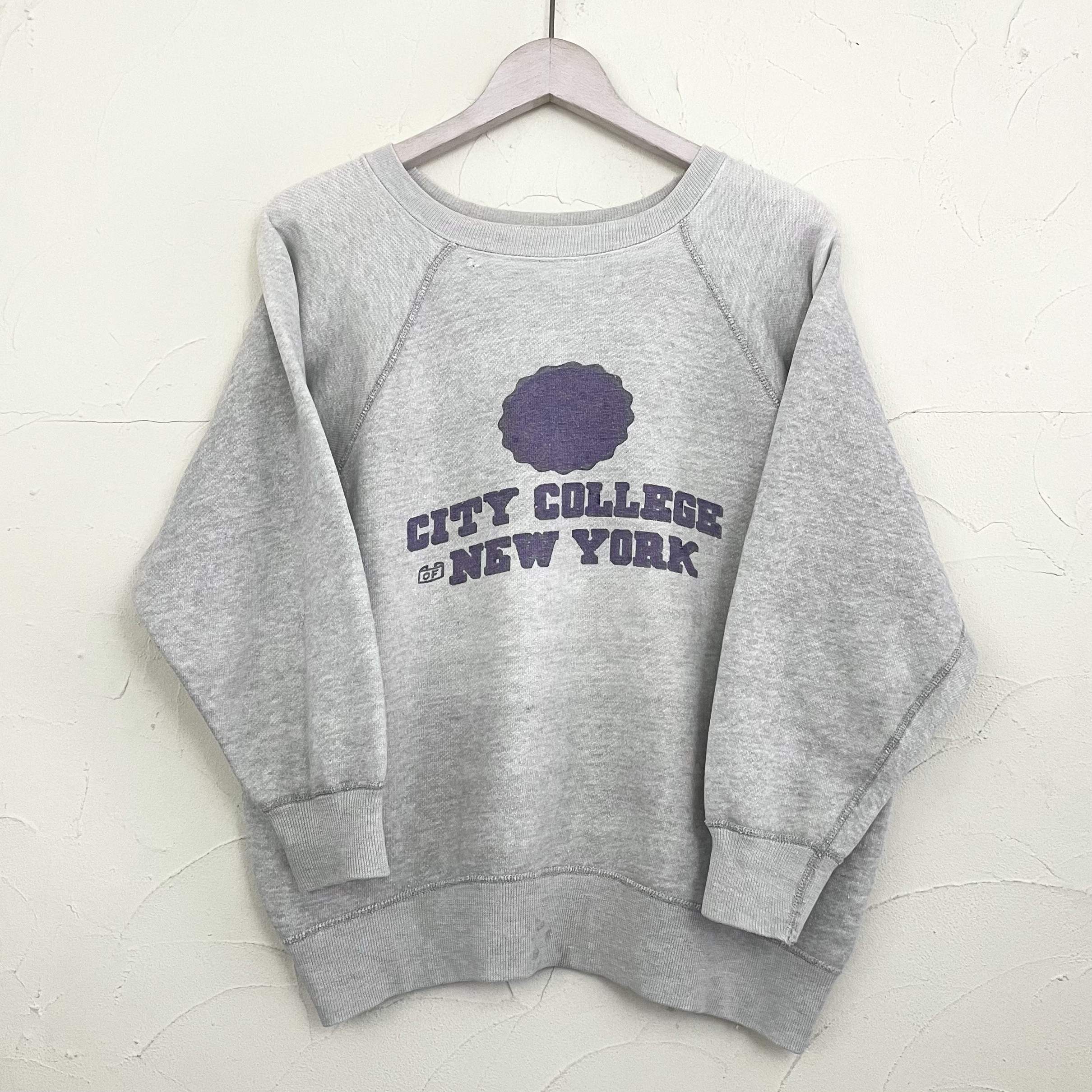 60s light grey purple CCNY college sweat