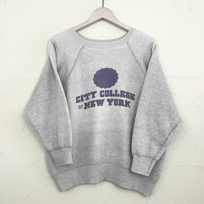 60s light grey purple CCNY college sweat | Vintage.City ヴィンテージ 古着