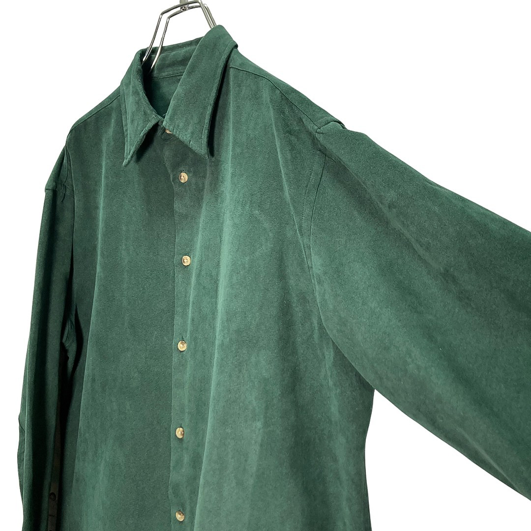 90s L/S Green fake suède shirt