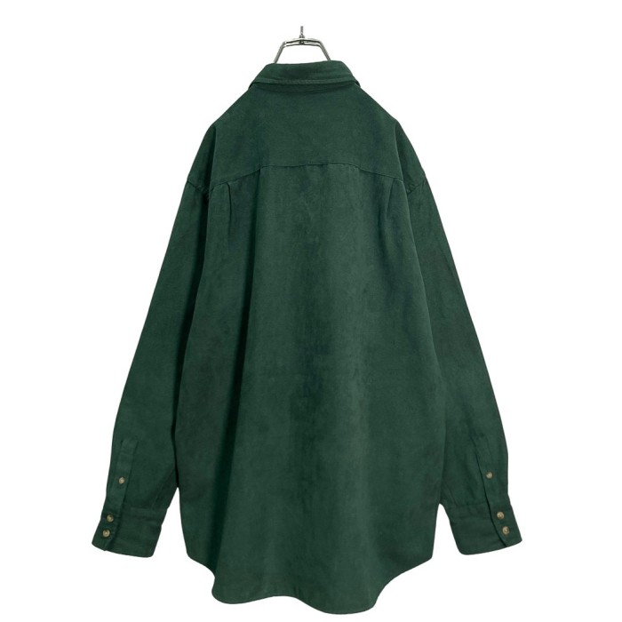 90s L/S Green fake suède shirt | Vintage.City ヴィンテージ 古着