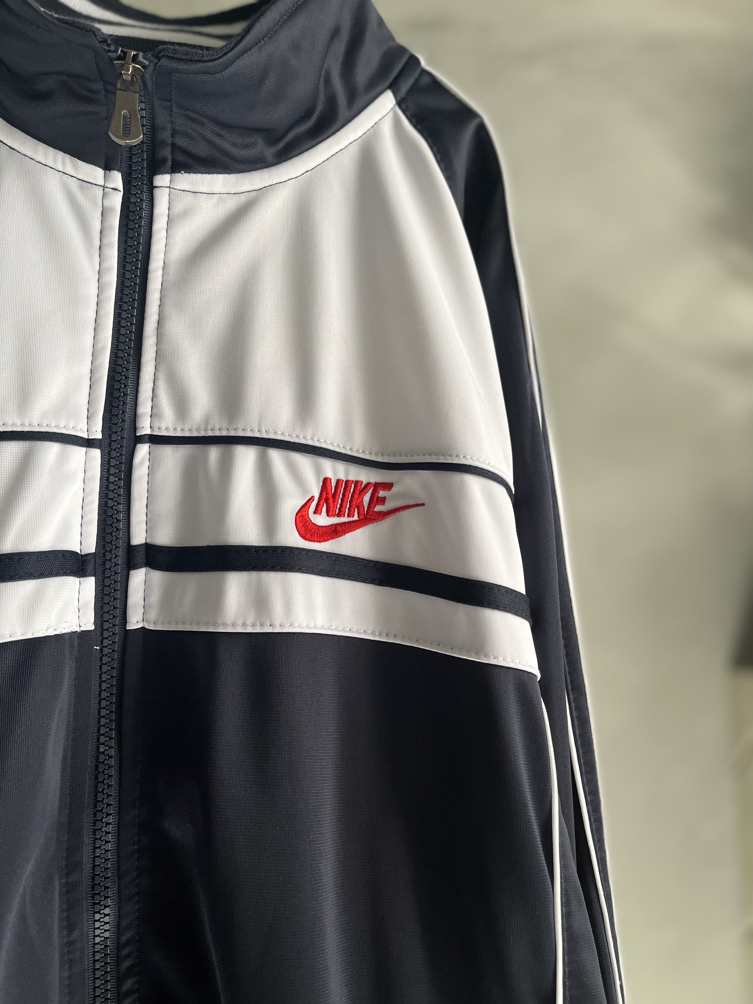 "Nike" bootleg white×navy track jacket