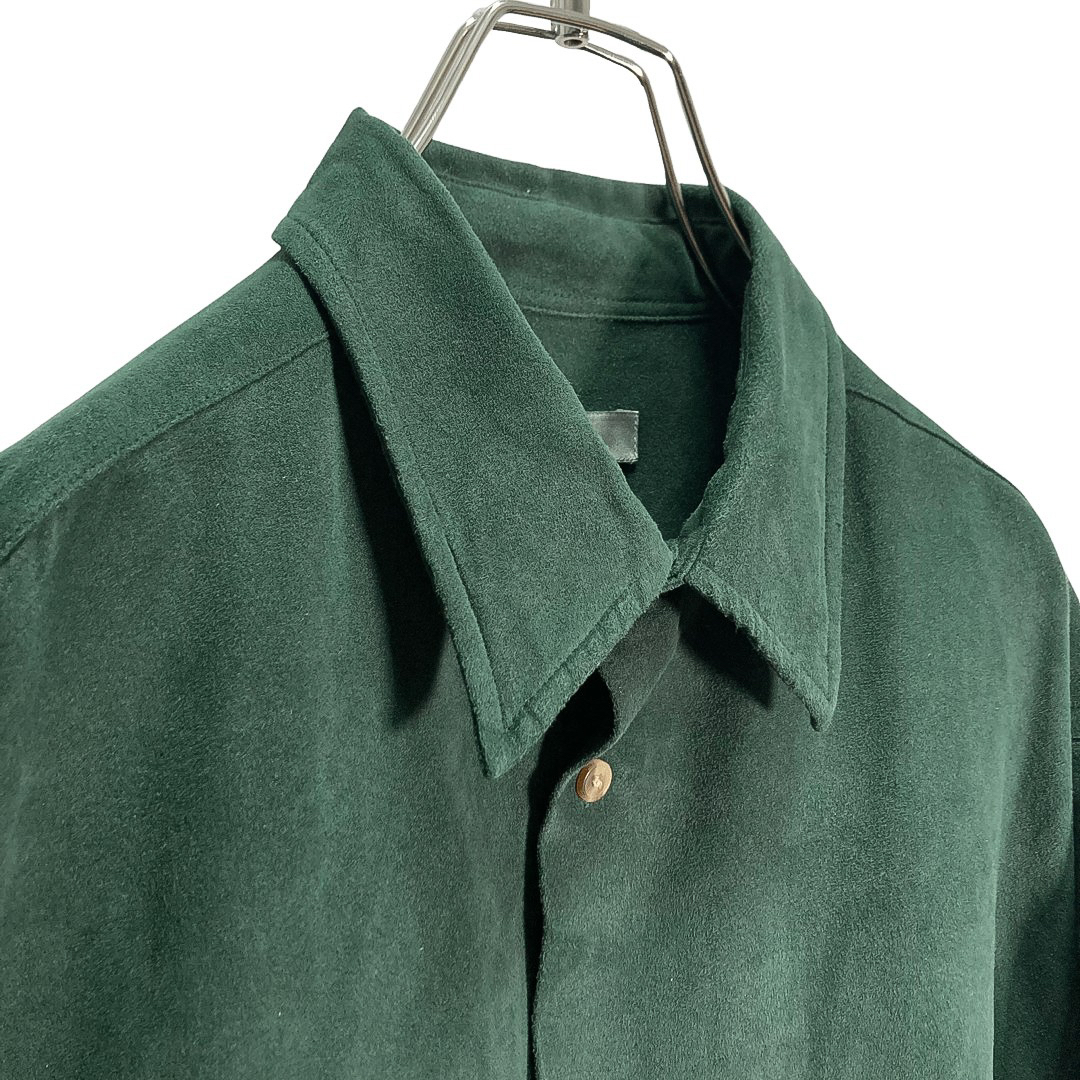 90s L/S Green fake suède shirt