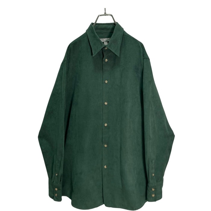 90s L/S Green fake suède shirt | Vintage.City ヴィンテージ 古着