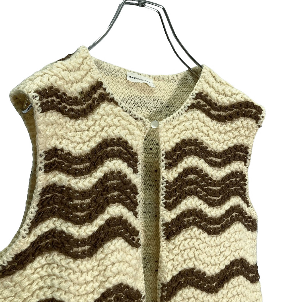 90s fringe design wool knit vest