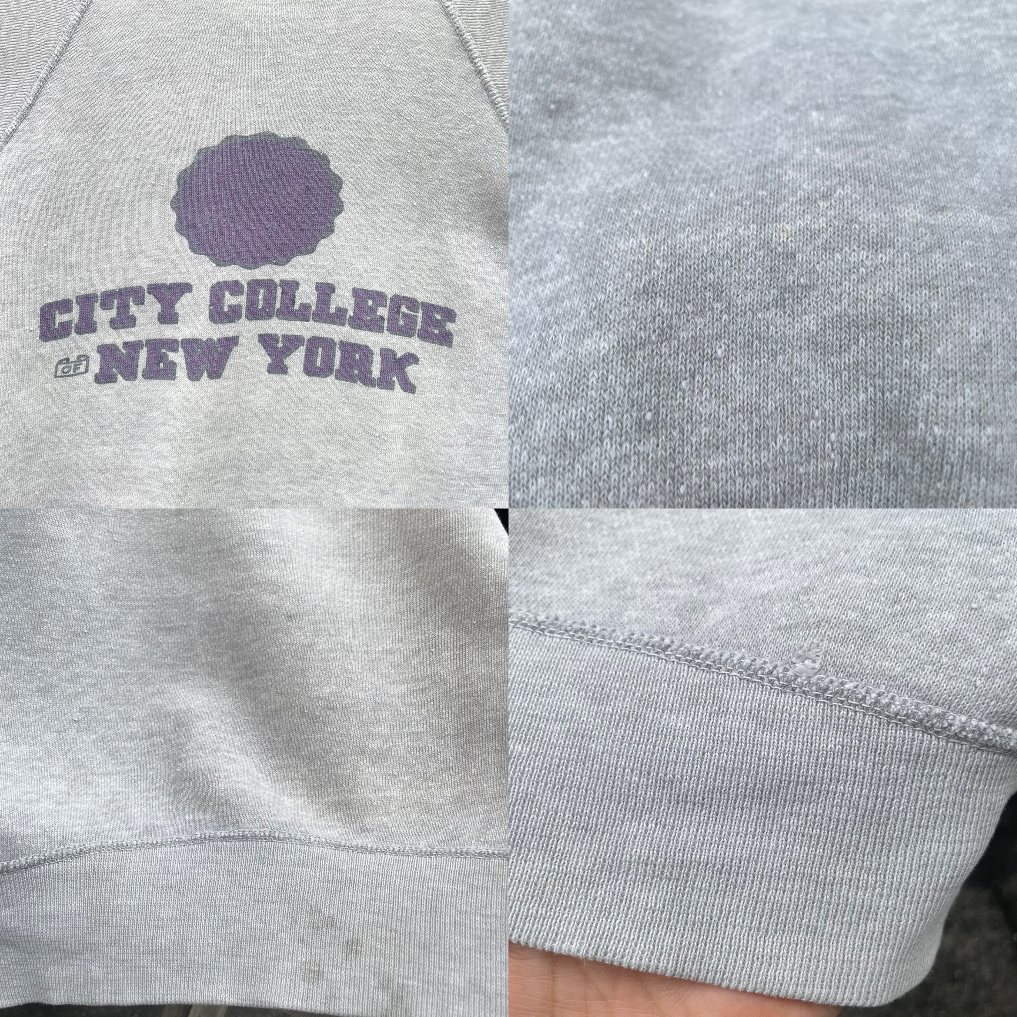 60s light grey purple CCNY college sweat