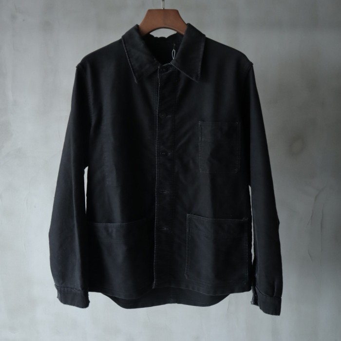 French Black Moleskin Work Jacket | Vintage.City ヴィンテージ 古着