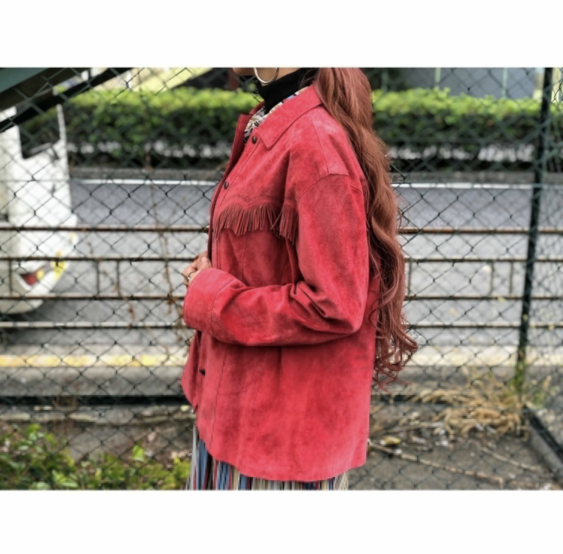 Vintage smoky red leather jacket