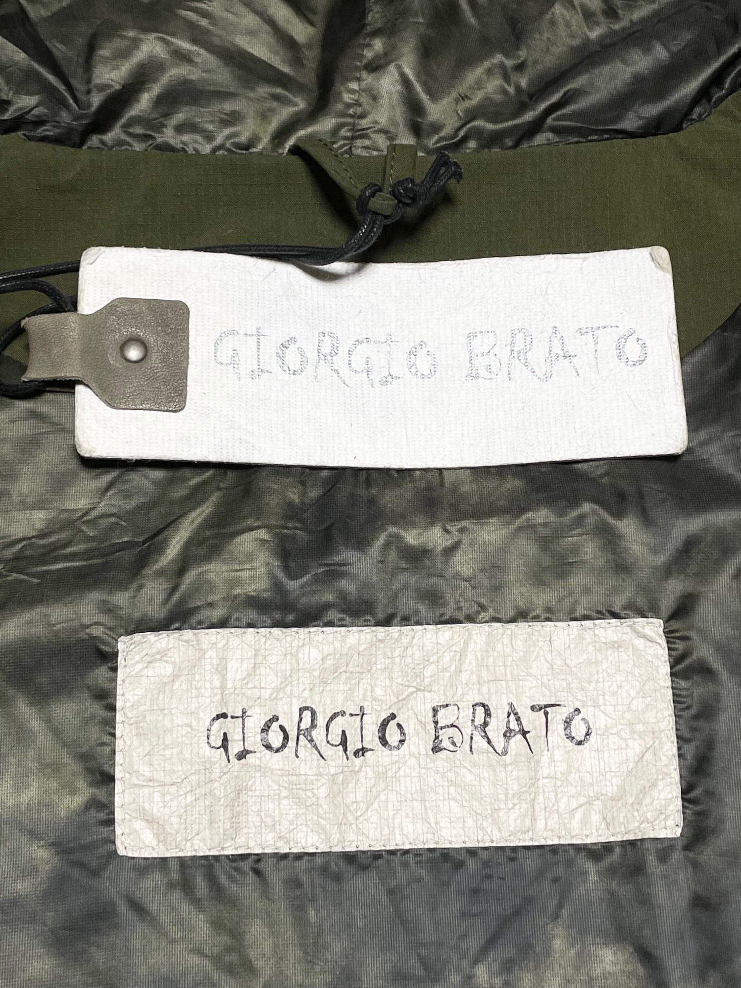 GIORGIO BRATO レザーミリタリージャケット カーキ 48サイズ