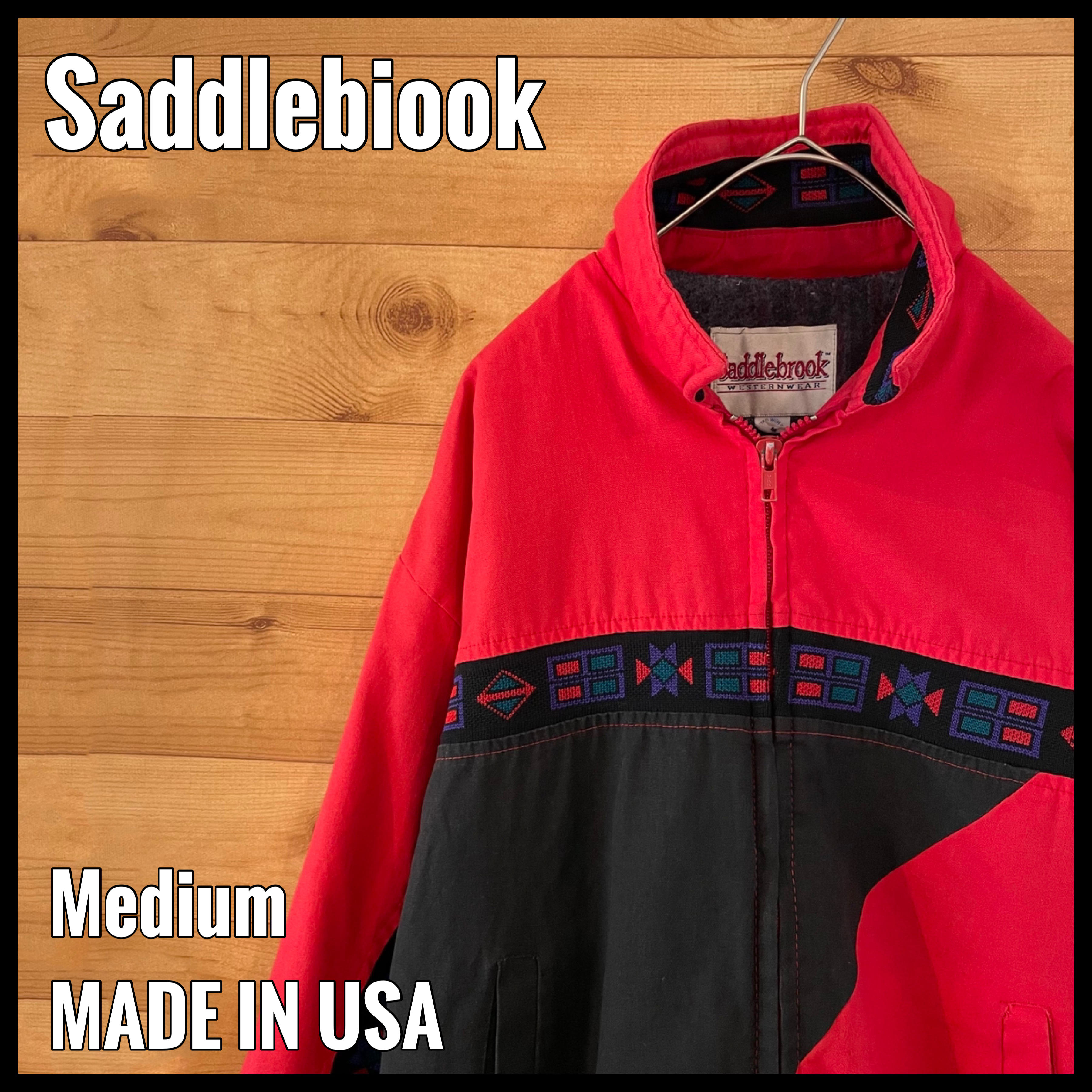 【Saddlebiook】80s USA製 ジャケット ブルゾン 赤黒 M 古着