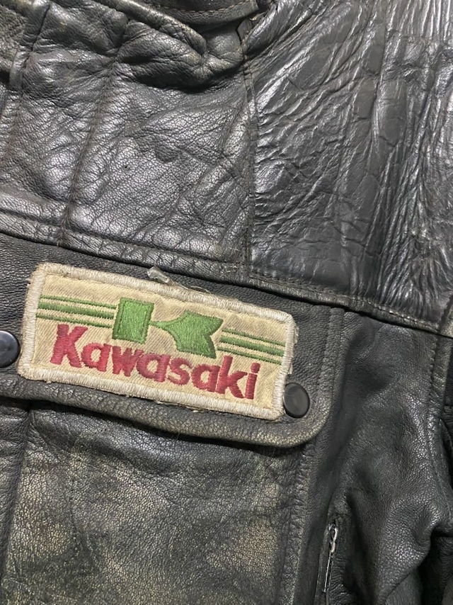 貴重 スウェーデン モーターサイクル ジャケット Kawasaki ゴート レザ