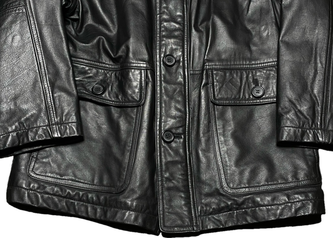牛革フルジップレザージャケット ブラック Sサイズ