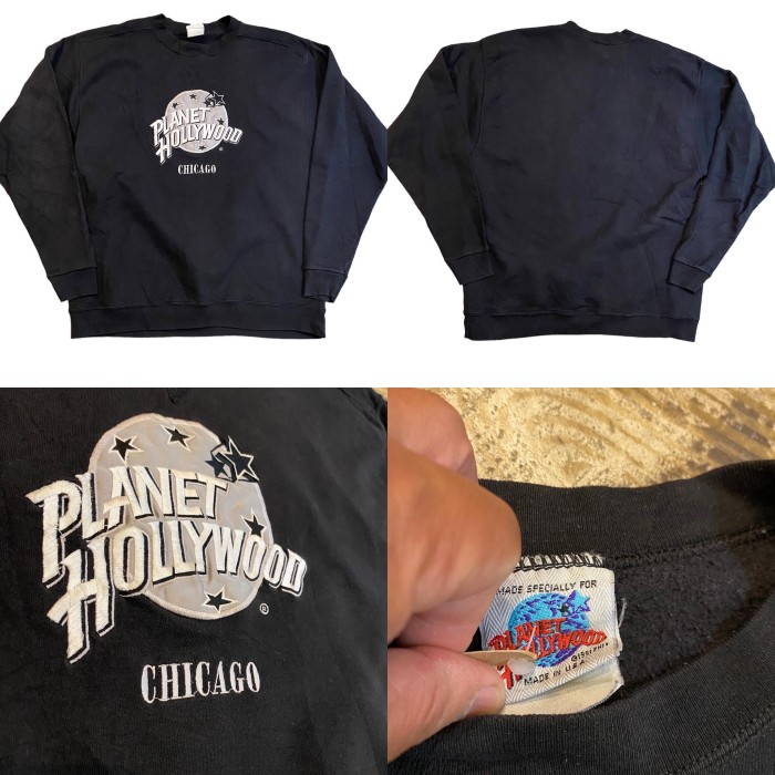 ビンテージ 90年代 プラネットハリウッド ロゴ刺繍 スウェット ブラック | Vintage.City ヴィンテージ 古着