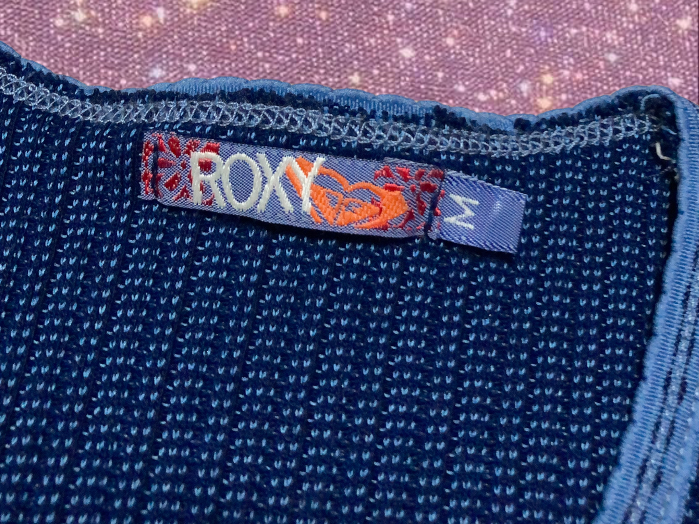 "ROXY " indigo blue rib knit cardigan