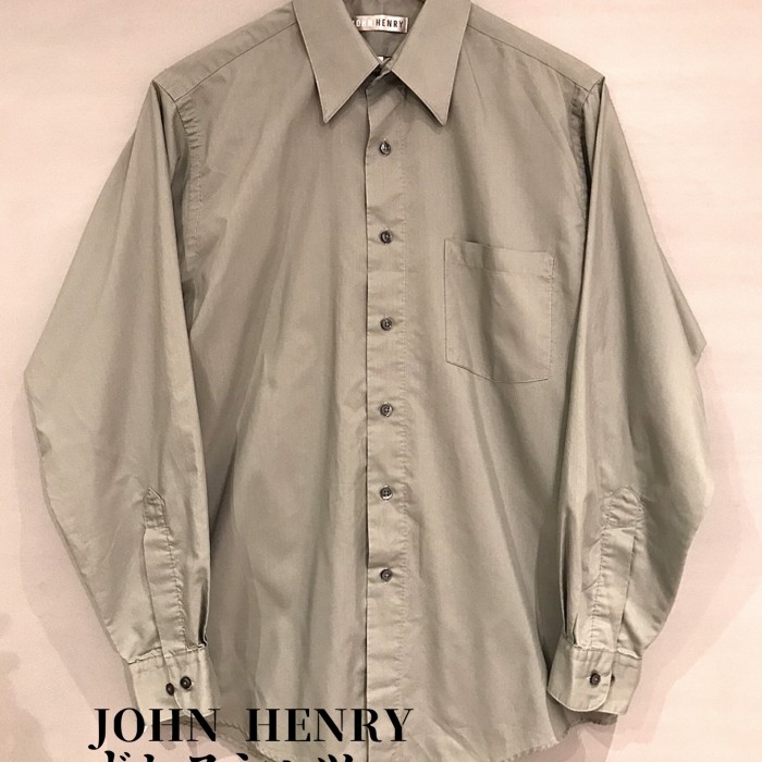70s JOHN HENRY ドレスシャツ ライトグレー トープ サイズM | Vintage.City ヴィンテージ 古着