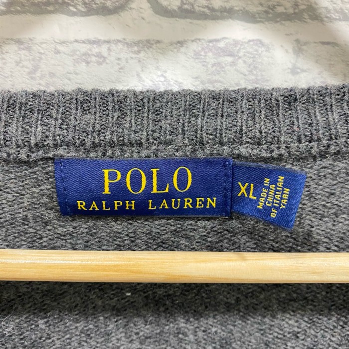 【SALE】RalphLauren 90's ニット　セーター　ワンポイントロゴ　グレー | Vintage.City 古着屋、古着コーデ情報を発信