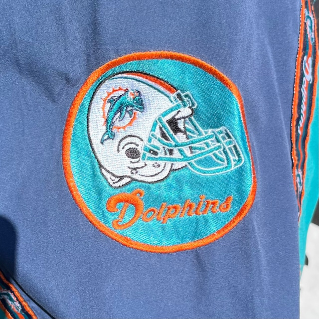 90s NFL マイアミドルフィンズ ナイロンジャケット ジップアップ 刺繍ロゴ