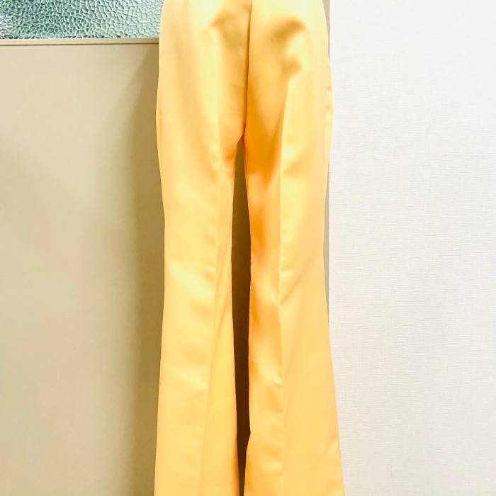 70s Yellow flared poly pants | Vintage.City 古着屋、古着コーデ情報を発信