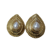Monet Big Drop Pearl Earrings Gold | Vintage.City 빈티지숍, 빈티지 코디 정보