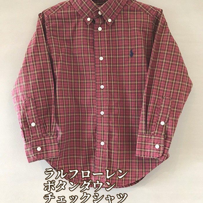ラルフローレン チェックシャツ えんじ色 100cm | Vintage.City