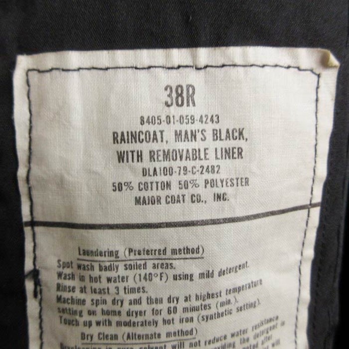 70s USA製 実物 米軍 ステンカラーコート レインコート 黒 38R | Vintage.City 古着屋、古着コーデ情報を発信