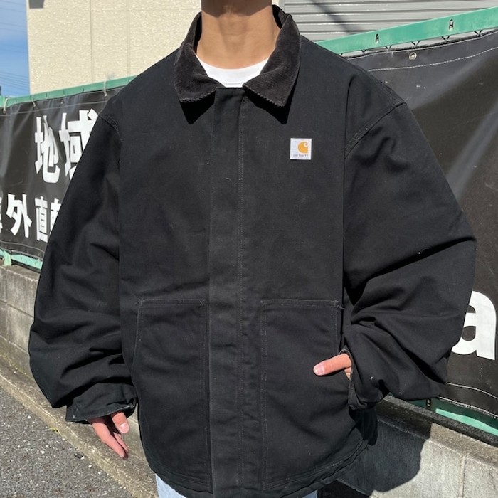 大きな割引 カーハート サンタフェジャケット 革パッチ 黒×黒 econet.bi
