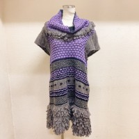 ヴィンテージ　ニットワンピース　グレー　襟巻き付　vintage knit | Vintage.City ヴィンテージ 古着