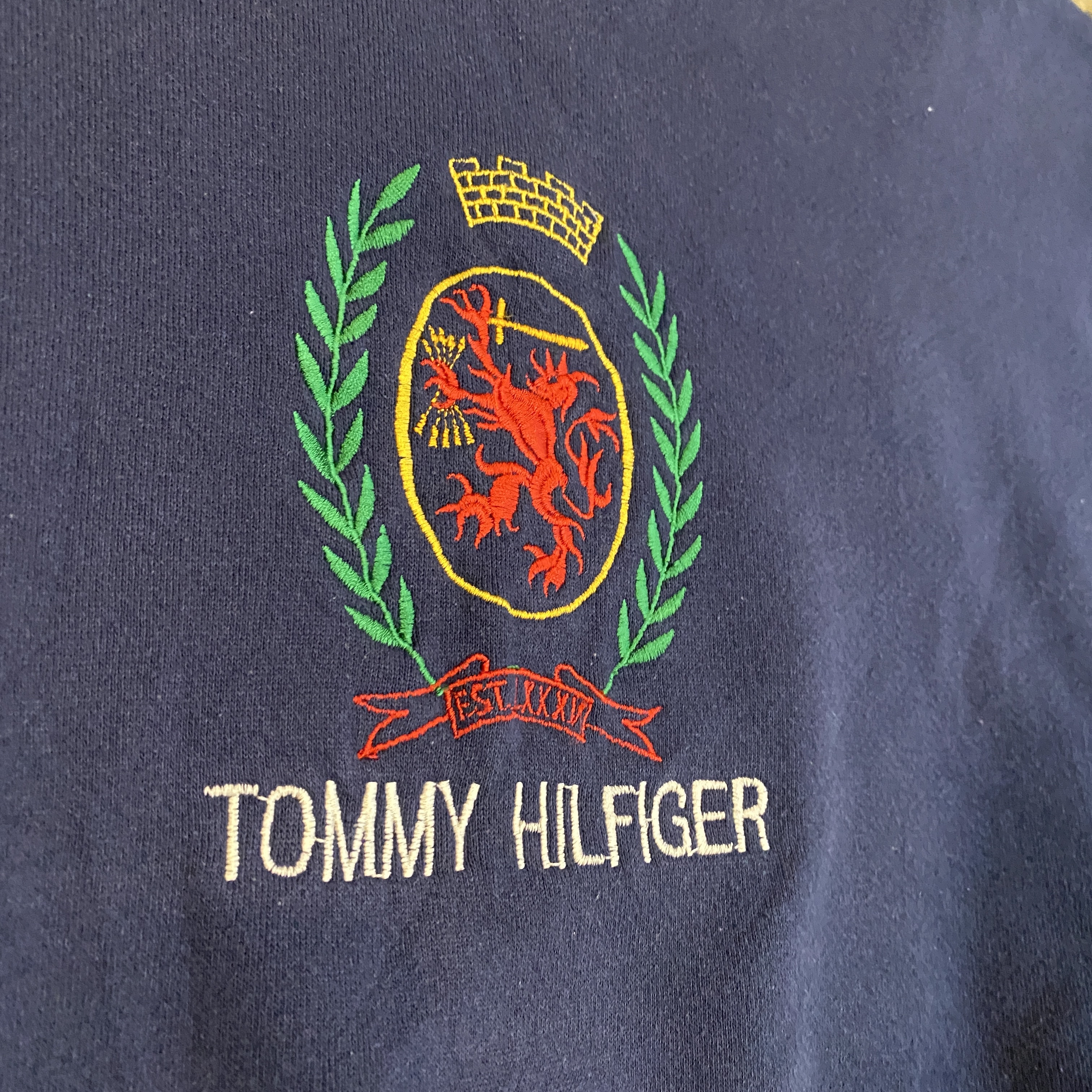 ビンテージ 90年代 トミーヒルフィガー ロゴ刺繍 スウェット L 