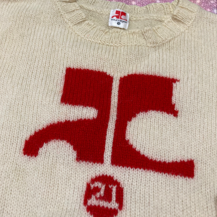 Old "Courreges21"Red Big Logo Dolly Knit | Vintage.City 빈티지숍, 빈티지 코디 정보