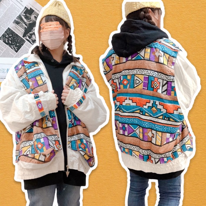 native pattern nylon jacket | Vintage.City Vintage Shops, Vintage Fashion Trends