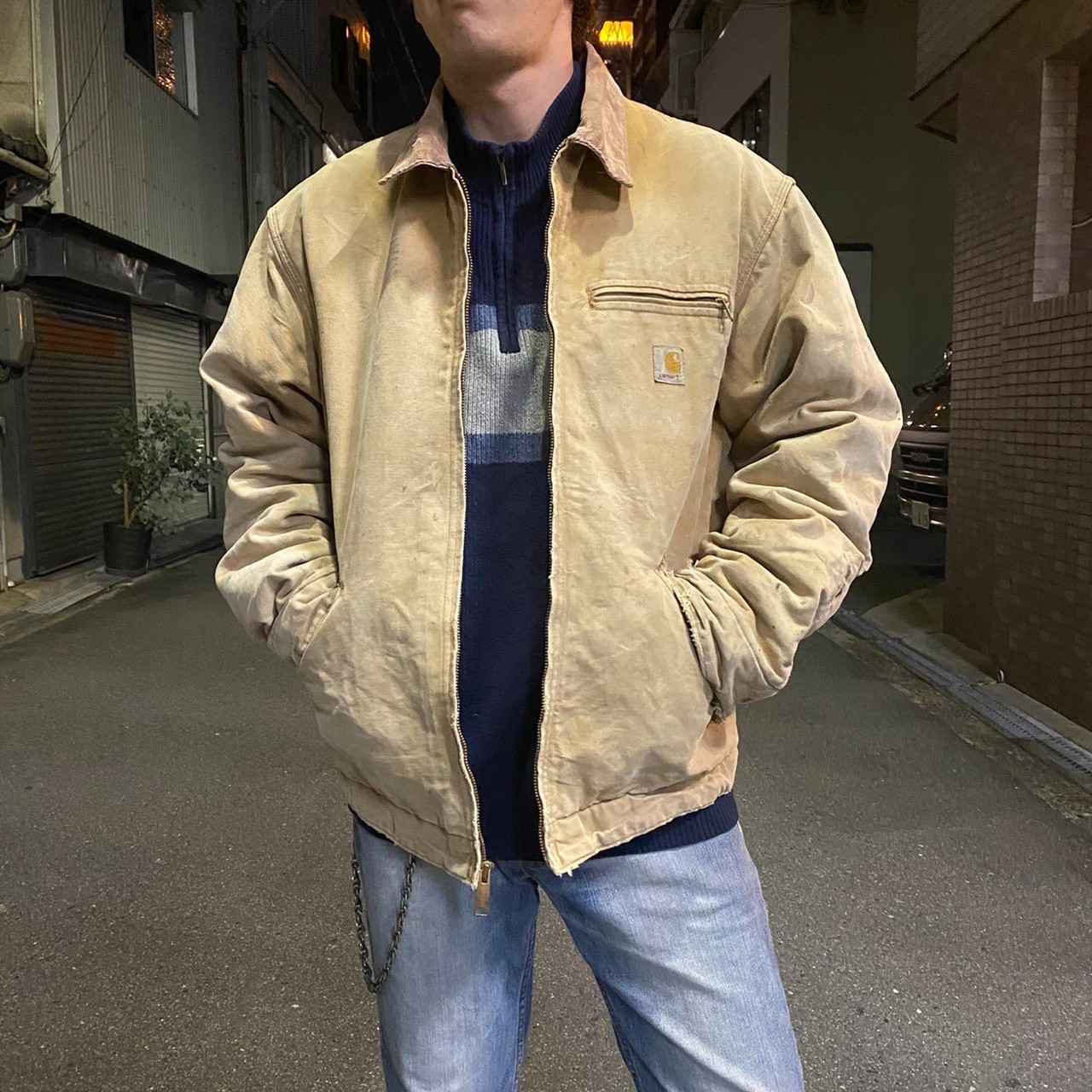 【USA製】カーハート/carhartt デトロイトジャケット　ベージュ ブルゾン 特価ブランド